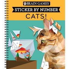 Brain Games - Sticker by Number: Cats! (Geometric Stickers) Spiral, Publications International,..., English, 9781640304871
