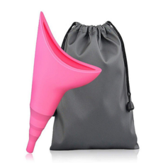 실리콘 휴대용 여성용 소변기 입식 누워서 환자용 소변통 여자 깔대기 차량용 장거리 여행 임산부 노인, 핑크, 1개