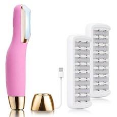 CEVEK Sonic Dermaplane 여성용 면도기 얼굴용 더마플래닝 도구 여성용 얼굴 제모 소닉 엣지 기술 교체 가능한 블레이드 1가 있는 피치 퍼즈 (핑크), 핑크