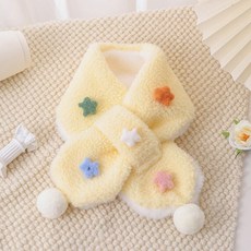 新款拼色兒童圍巾秋冬季百搭毛絨圍脖男女寶寶加厚交叉護頸小圍脖