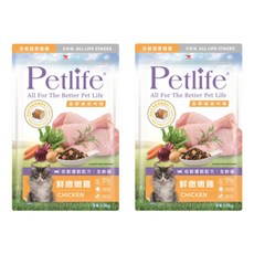 Petlife 全貓糧 1.5kg, 2個, 雞