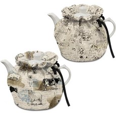 단열 주전자 커버 티포트 코지 주방 티팟 먼지 아침 식사 냄비 워머 커버고무밴드 포함 벌새와 꽃 프린트, 농장 동물 신문