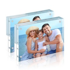 HOUSEDAY아크릴액자8.9x12.7cm3.5x5인치 2팩자석8.9x12.7cm3.5x5인치사진액자 극세사천포함 프레임없는프리스탠딩8.9x12.7cm3.5x5인치프레임선물데스, 5x7"(2 Pack)