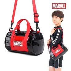 수영가방 마블 원통 비치백 지퍼앞포켓 마블로고 남아 아쿠아백