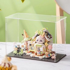 LOZ 로즈블럭 스트리트뷰 판다 찻집 미니블록조립 55종, 1380/아이스크림 하우스 + 박스 조명