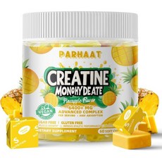 Creatine Monohydrate Chews Complex 6400mg for Men & Women -Advanced Formula W/L-Taurine + Vitamin, Pineapple, 1개, 60