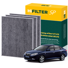 하이필터 현대 자동차 아반떼 활성탄 에어컨필터, 3개, 아반떼 HD HI-E005