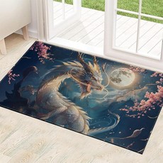 Ainori Llama 실내 도어 매트 74.9 x 43.2cm(29.5 x 17인치) 미끄럼 방지 뒷면 귀여운 꽃무늬 만화 바닥 매트 부직포 입구 러그 웰컴 러그 장식, 드래곤 03