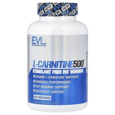 EVLution Nutrition L-Carnitine500 500mg Capsules 이블루션뉴트리션 L-카르니틴 500 500mg 캡슐, 4개, 120정