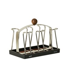 컵 홀더 선반 스테인리스 U형 클립 거꾸로 걸고 물기 제거 가능 분리형 배수판 다용도 컵 수납, 1개, 나무색