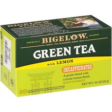 BigeLOW 로우 Tea 디카페인 레몬 녹차 티백 20개 박스(6개 팩) 티백 총 120개, Bigelow 디카페인 레몬 녹차 티백, 20개 박스(