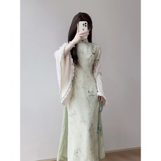 旗袍2026新款氣質連衣裙 春夏日常新中式奧黛少女宴會禮服 氣質長裙 傳統服飾