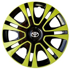 15인치 경차용 실주행 실버블랙 휠덮개 튜닝 휠커버 세트, 15 인치 207 라이트 그린 노란 + 블랙