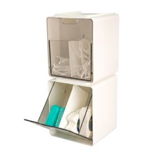 바스룸 스마트 욕실 수납함 정리함 화장실 정리용품 면봉 화장솜 보관함, 투명, 1세트, C. 부착형+부착형