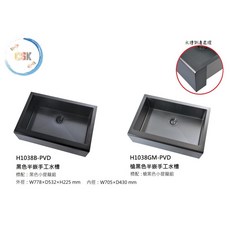 愛琴海廚房台灣CSK黑色槍黑色半崁手工水槽 H1038GM-PVD H1038B-PVD 778*532, 槍黑色