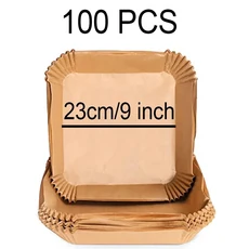 50 300Pcs 23CM 에어 프라이어 일회용 베이킹 종이 오븐 광장 55 l 23x23, 01 100Pcs Square XL9in