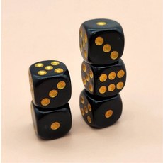 TRPG 보드게임 동호회 블랙 골드 6면체 주사위 낱개 게임소품 보드게임용품