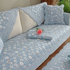 沙發坐墊 靠墊 坐墊 靠背腰墊 防滑 加厚純棉沙髮墊四季通用防滑全棉坐墊實木簡約現代2024皮沙髮套罩蓋布, 盛世花香,70*70cm（可做扶手巾或者靠背巾）, 盛世花香