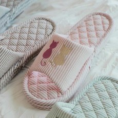거실 실내화 가정용슬리퍼 실내용슬리퍼, 1개, 이쿠칭 고양이 실내화 (우먼 그린)