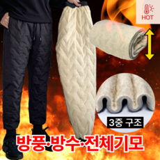 [조거형] 핏노블 남자 겨울 패딩바지 밴딩 방한 기모 팬츠, 블랙