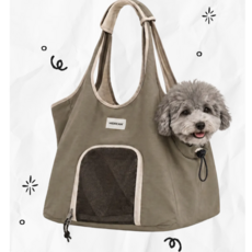 IAE AIRY BAG 에어리백 강아지 이동가방 경량 메쉬 숄더백, 1개, 카키베이지