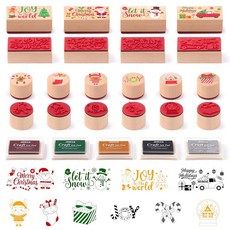 CJiangpo 크리스마스 나무 고무 스탬프 DIY 공예 카드 잉크 패드 15개 스크랩북 제작용 패턴 스탬프 휴일 파티 장식 선물 용품 142666, CJiangpo 크리스마스 나무 고무 스탬프 DIY 공