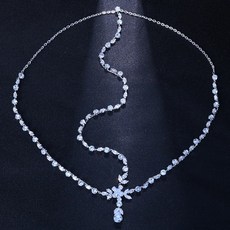 웨딩화관 셀프웨딩 화관 꽃 헤어장식 스몰웨딩 헤드 체인 절묘한 큐빅, 실버 도금