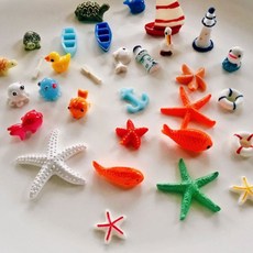 어항장식품 열대어 피규어 장식 세트 6p-40p 어항꾸미기 물고기놀이터 수조장식, 5-해양동물30p