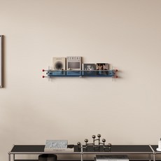 아크릴 매거진랙 잡지 꽂이 벽걸이 책 진열대 인테리어 선반 디자인, 1단, 블루 660x120x50mm