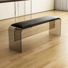 아크릴 다리 쿠션 벤치 심플 의자, 1개, 스모크 60x30x45 (쿠션포함)