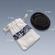 掌中寶小硯台 天然原石 歙硯 端硯 墨碟 墨池 硯池 墨盤 墨汁 盒 筆墨紙 硯文房四寶 帶蓋, 1個, 掌中寶硯臺【腰圓硯+小麻布袋】