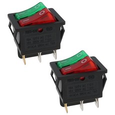 YINETTECH 2피스 6핀 로커 스위치 KCD8-21 레드+그린 더블 보트 전원 15A 230V /30A 125V 자동차 선박용 305595 8957413774, YINETTECH 2피스 6핀 로커 스위치 KCD8-2