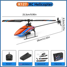 RC헬기 비행기 전투기 드론 무선 조정 카 자동차 오프로드 드리프트 포크레인 WLtoys K127 2.4GHz 4채널 RC, 01 K127-1B400-OB