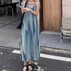 여자 롱 기장감 그라데이션 나염 민소매 원피스 77 사이즈 임산부 임부복 귀여운 반팔