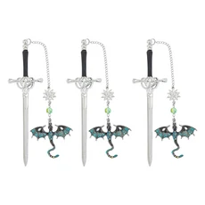 쿠쿠스토어 1/3PCS 네 번째 날개 드래곤 검 책갈피 판타지 고딕 매니아 독서 액세서리, 15 dragon bookmark