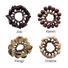 아프리카 팡기나무열매쉐이커 타악기 고무나무 팡기쉐이커 리듬악기 전통 딸랑이, 팔찌 4 개 세트