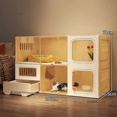 초대형 무료 공간 고양이 빌라 홈 실내 투명 케이지 통합 화장실이있는 다기능 야외 캐비닛, 08 B 106x46x71cm yellow