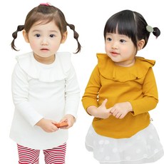 KKAKKUNGNORITER 童款荷葉邊領口長袖上衣 2件組