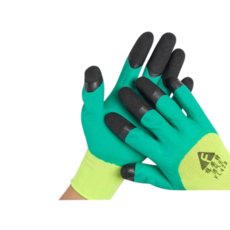 棉質工作手套，透氣舒適防滑耐磨，適用園藝建築維修, 十三針黃沙綠膠加強指【12入】, 1個