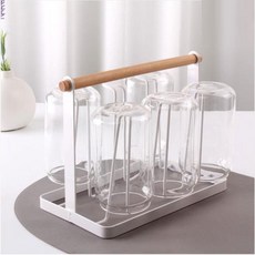 우드 컵거치대 화이트 컵정리대 커피잔걸이 컵 정리 건조대, 1개, 우드화이트