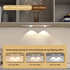 스마트 고양이 눈 동작 센서 조명 USB 충전식 터치 제어 침실 복도 계단용 무선 야간 조명, 08 bai-7.87 in