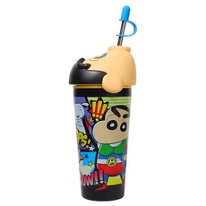StarR 크레용 신짱 빨대 보온 보냉 텀블러 SC10138, 1개, 635ml, 블랙