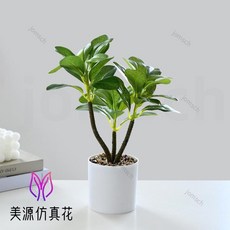 仿真植物盆栽 仿真綠植小盆景 辦公室桌面裝飾綠色植物, 24559 仿真三叉綠植盆景（塑料花盆）, 1個