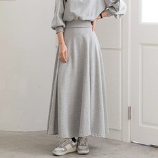 보리 몰린 절개 플레어 롱 스커트 임부복 Y028