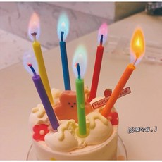 무지개 도깨비 칼라 생일초 레인보우 파티초 예쁜초 색깔초 12P, 12개입