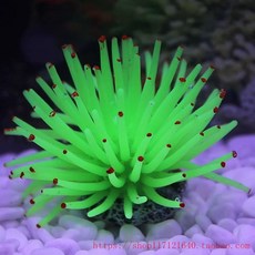 어항 인공 말미잘 실리콘 산호초 중간 수중 발광 야광 오렌지 수생 바다 인조 꾸미기 데코, 1개