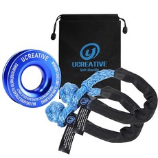 170737 Ucreative 블루 리커버리 링 및 소프트 섀클 2개(1.3cm x 55.9cm(1/2인치 22인치)) 키트 ATV UTV SUV 트럭 오프로드 차량 복구용 합