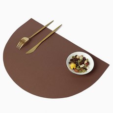 호환 테이블 절연 패드 PU 가죽 플레이스 매트 식기 방수 오일 방지 반원형 홈 인테리어 주방 도구, 10.Coffee