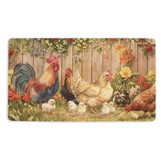 XFN Farmhouse Rooster Kitchen Doormats 18x30 Inch Vintage Country Chicken Rug Spring and Summer Fa, Multicolour 0638