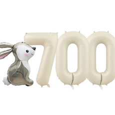 파파 파티 곰돌이 토끼 풍선 생일 파티 숫자 풍선 세트, 토끼 크림 700, 1세트